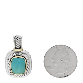 DAVID YURMAN Sterling Silver 14K Yellow Gold Turquoise 10mm Albion Enhancer Pendant