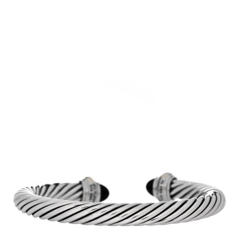 DAVID YURMAN Sterling Silver 14K Yellow Gold Black Onyx 7mm Cable Classics Bracelet