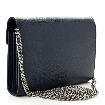 GUCCI Calfskin Mini Dionysus Chain Wallet Blue Agata Black Diamond