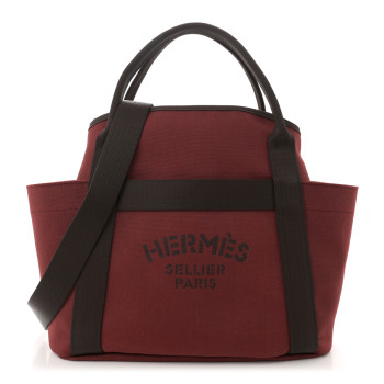 HERMES Canvas The Grooming Bag Rouge H Chocolat