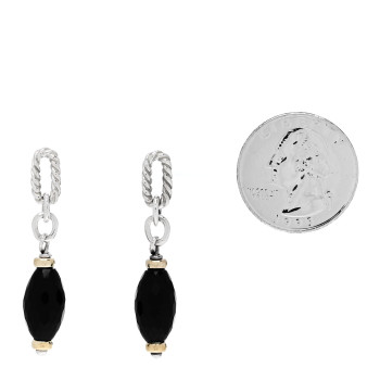 DAVID YURMAN Sterling Silver 18K Yellow Gold Black Onyx Figaro Drop Earrings