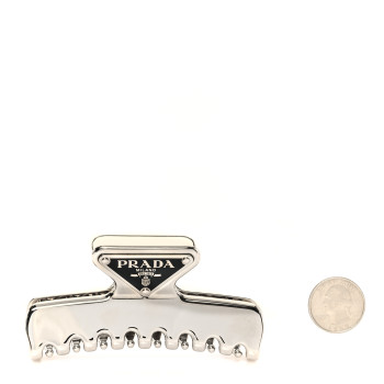 PRADA Metal Hair Clip Silver