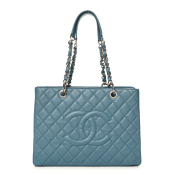 CHANEL Caviar Quilted Grand Shopping Tote GST Blue