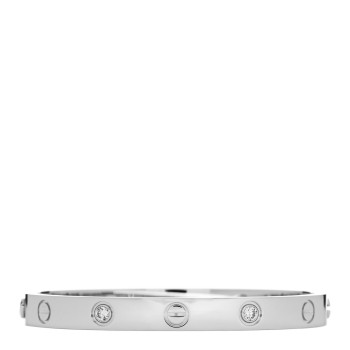CARTIER 18K White Gold 4 Diamond LOVE Bracelet 16