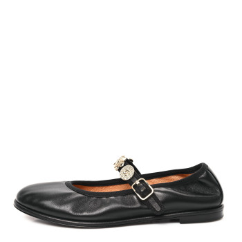 CHANEL Lambskin Charm Mary Jane Flats 39 Black