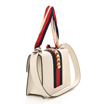 GUCCI Calfskin Small Sylvie Shoulder Bag Off White