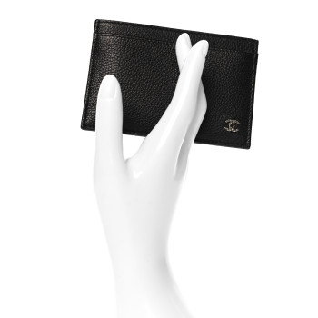 CHANEL Grained Calfskin CC Card Holder Black