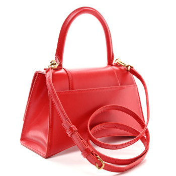 BALENCIAGA Shiny Box Calfskin Small Hourglass Top Handle Bag Bright Red