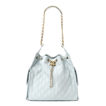 CHANEL Caviar Quilted Medium Chanel 25 Handbag Light Blue