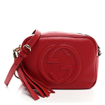 GUCCI Pebbled Calfskin Small Soho Disco Bag Tabasco Red