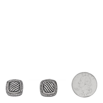 DAVID YURMAN Sterling Silver Diamond 10mm Sculpted Cable Albion Earrings