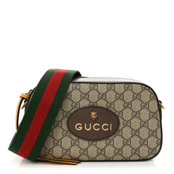 GUCCI GG Supreme Monogram Web Neo Vintage Shoulder Bag Beige New Acero Crop