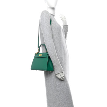 HERMES Epsom Kelly Sellier 25 Vert Vertigo