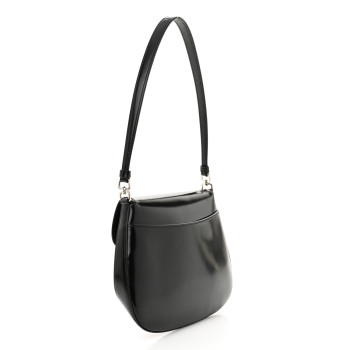 PRADA Spazzolato Cleo Flap Shoulder Bag Black