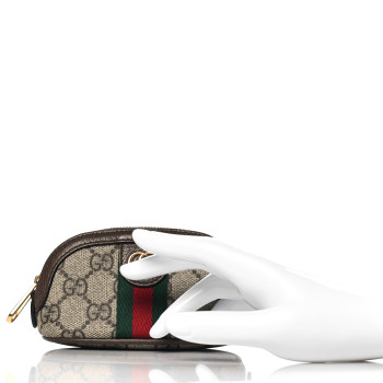 GUCCI GG Supreme Monogram Web Ophidia Dome Key Pouch Beige New Acero