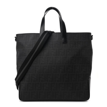 FENDI Zucca Spalmati Top Handle Convertible Tote Black