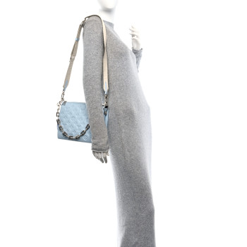 LOUIS VUITTON Lambskin Embossed Monogram Coussin PM Ice Blue