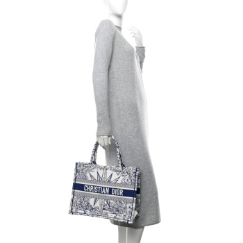CHRISTIAN DIOR Canvas Embroidered Medium Reve d'Infini Book Tote Blue