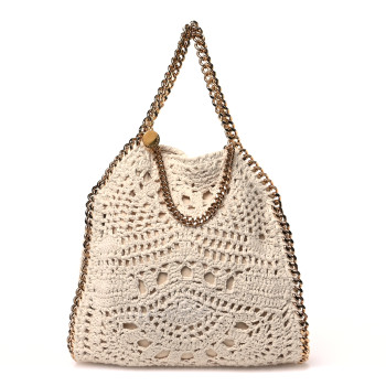 STELLA MCCARTNEY Cotton Crochet Falabella Ajouree Tote Bag White