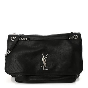 SAINT LAURENT Grained Lambskin Monogram Oversized Niki Chain Satchel Black