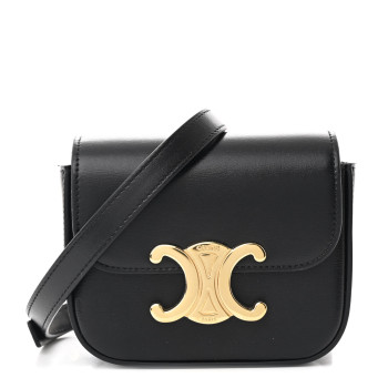 CELINE Shiny Calfskin Mini Triomphe Black