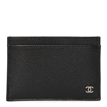 CHANEL Grained Calfskin CC Card Holder Black