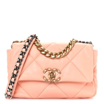 CHANEL Lambskin Quilted Medium Chanel 19 Flap Light Pink