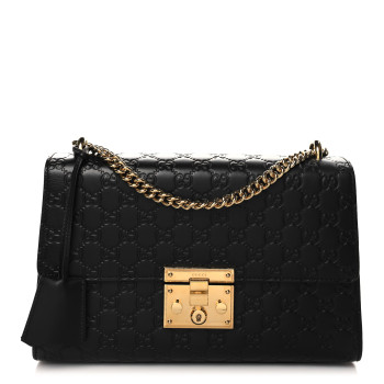 GUCCI Guccissima Medium Padlock Shoulder Bag Black