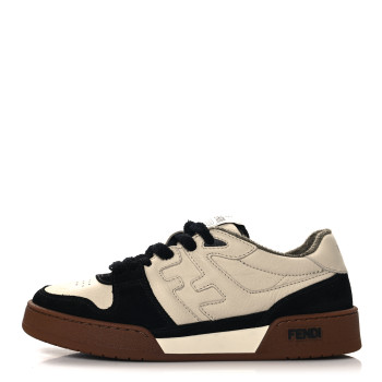 FENDI Suede Vitello Fendi Match Low Top Sneakers 40  Milk Black