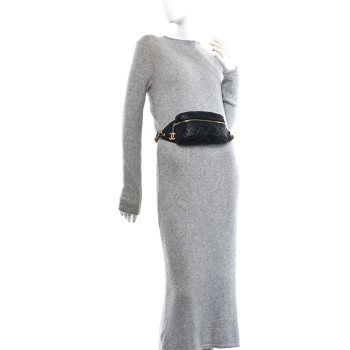 CHANEL Lambskin Quilted Linked In Waist Bag Black
