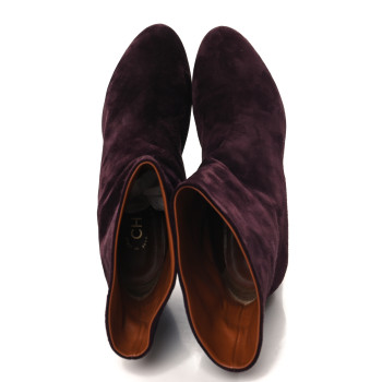 CHANEL Suede Calfskin CC Short Boots 37 Burgundy CHANEL Suede Calfskin CC Short Boots 37 Burgundy