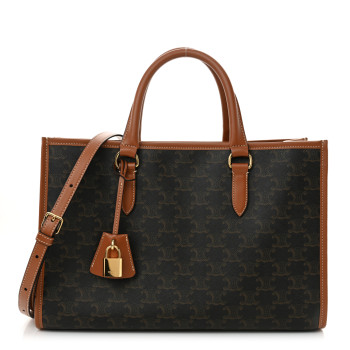 CELINE Triomphe Canvas Calfskin Mini Horizontal Cabas Tan