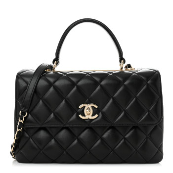 CHANEL Lambskin Quilted Medium Trendy CC Flap Dual Handle Bag Black CHANEL Lambskin Quilted Medium Trendy CC Flap Dual Handle Bag Black