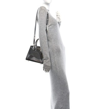 SALVATORE FERRAGAMO Metallic Calfskin Small The Studio Box Bag Argento