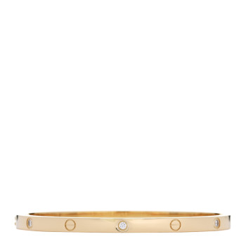 CARTIER 18K Yellow Gold 6 Diamond Small LOVE Bracelet 15