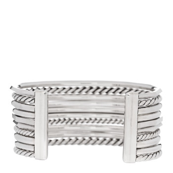 DAVID YURMAN Sterling Silver Diamond Wide Stax Cuff Bracelet