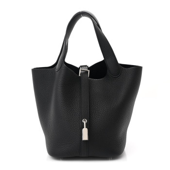 HERMES Taurillon Clemence Picotin Lock 18 PM Black