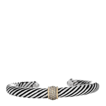 DAVID YURMAN Sterling Silver 18K Yellow Gold Diamond 7mm Cable Classics Station Bracelet