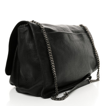 SAINT LAURENT Grained Lambskin Monogram Oversized Niki Chain Satchel Black
