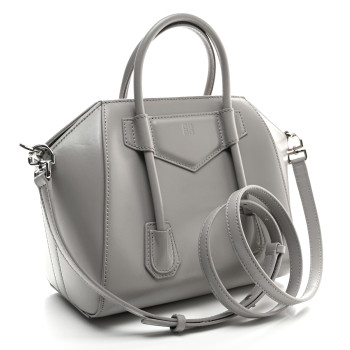 GIVENCHY Box Calfskin Mini Lock Antigona Shoulder Bag Medium Grey