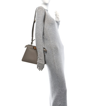 FENDI Vitello Seta Shiny Nappa Plexiglass Bi-Color Small Peekaboo I SEE U Satchel Tartaruga Black