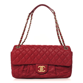 CHANEL Iridescent Calfskin Large Chic Quilt Flap Red