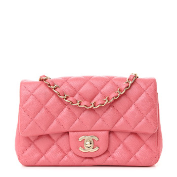 CHANEL Iridescent Caviar Quilted Mini Rectangular Flap Pink