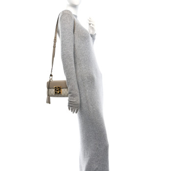 GUCCI GG Supreme Monogram Calfskin Mini Padlock Shoulder Bag Beige Mystic White Oatmeal