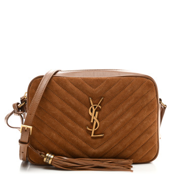 SAINT LAURENT Suede Matelasse Monogram Lou Camera Bag Cinnamon