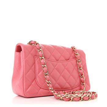CHANEL Iridescent Caviar Quilted Mini Rectangular Flap Pink