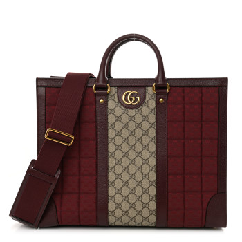 GUCCI Monogram GG Mignon Textured Dollar Calfskin GG Supreme Monogram Quilted Mini GG Large Tote Bag Burgundy Beige Ebony