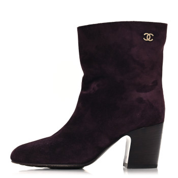 CHANEL Suede Calfskin CC Short Boots 37 Burgundy CHANEL Suede Calfskin CC Short Boots 37 Burgundy