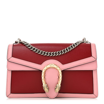 GUCCI Azalea Calfskin Enamel Small Dionysus Shoulder Bag New Cherry Red Wild Rose Off White