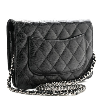 CHANEL Caviar Quilted Wallet on Chain WOC Black